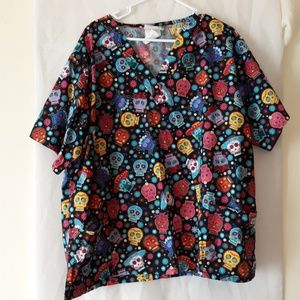 UA Sugar Skull Scrub Top 2xl